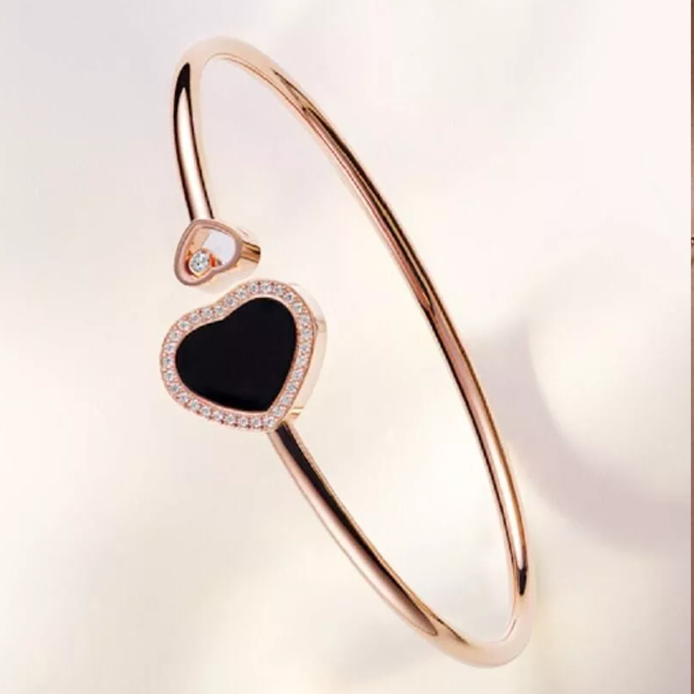Bracciale a cuore - Oro rosa nero